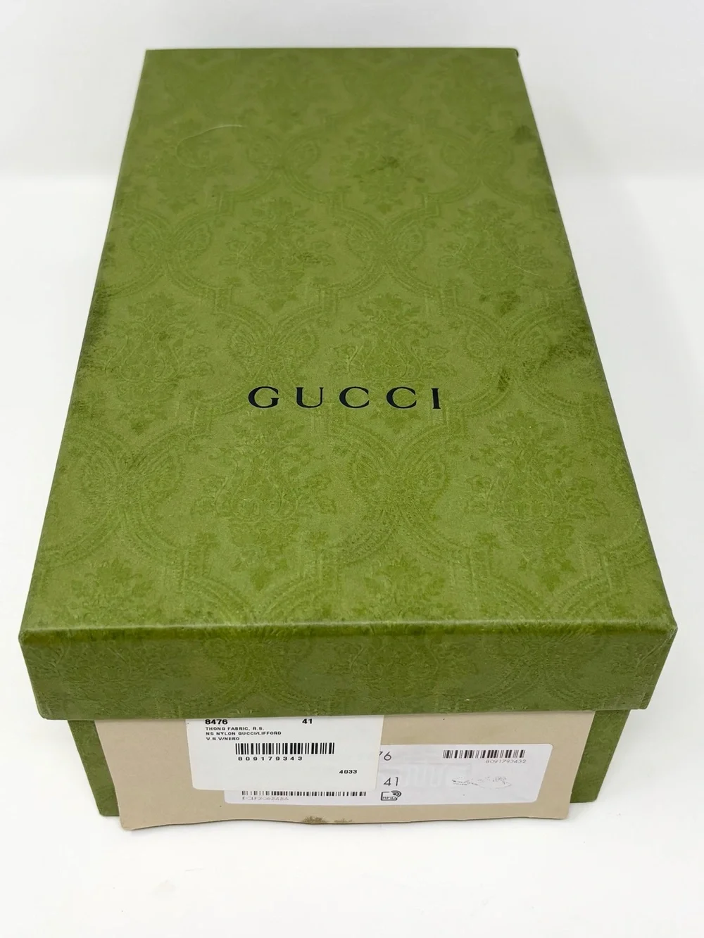 Gucci Kika Web Thong Sandals Nero GG Logo Size 41 US 11
